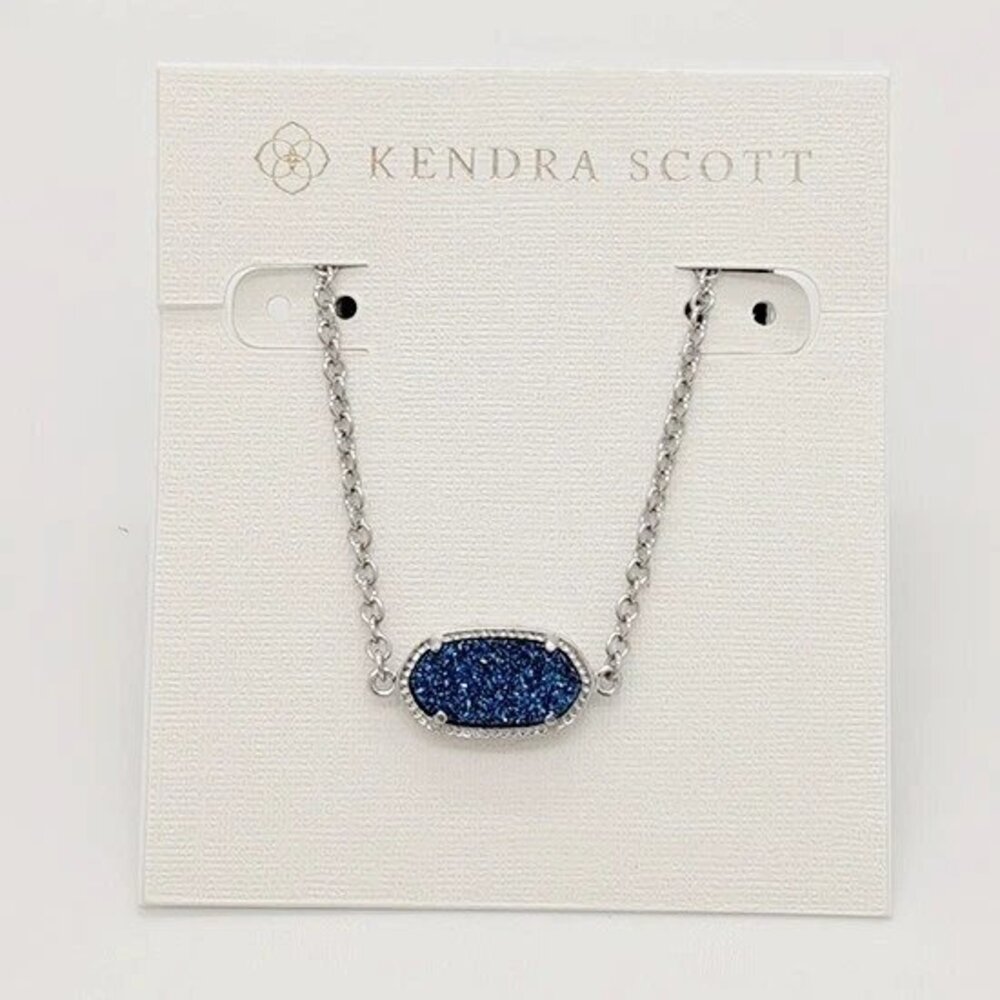 Kendra Scott Elaina Silver Adjustable Chain Bracelet In Blue Drusy